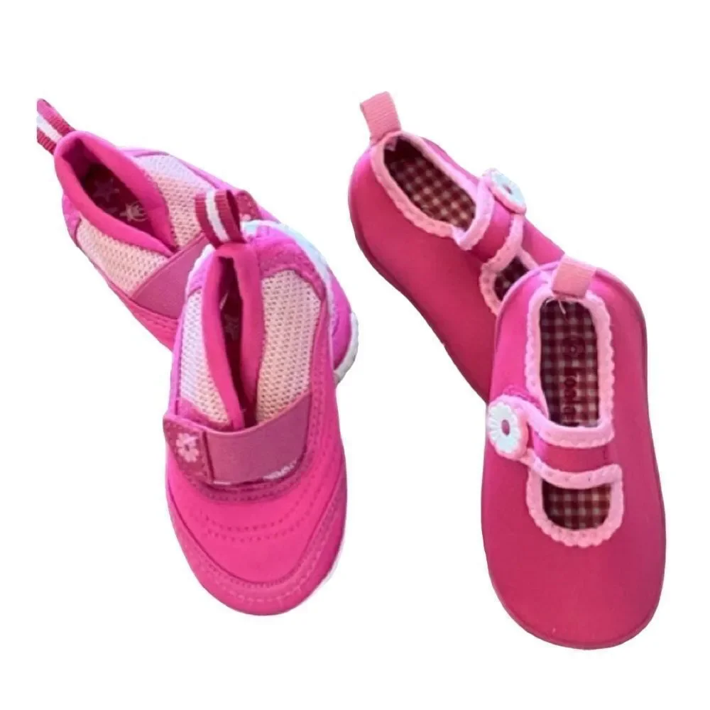 Koala Kids Girls Water Shoes Set of Two Pink Slip On Beach/Pool Size 5 Toddler